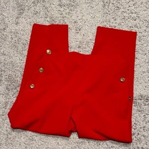 Zara Women's Red Trousers with Gold Buttons